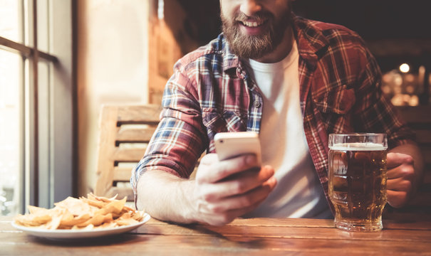 Bearded man at the pub