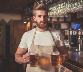 Handsome bearded bartender