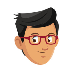 young guy face cartoon icon over white background. colorful design. vector illustration