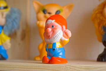 Toy gnomes on the shelf