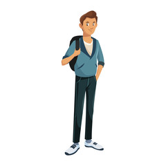 young guy wearing casual clothes over white background. colorful design. vector illustration