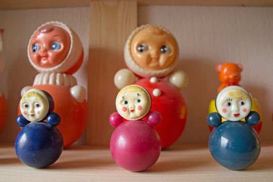 Russian dolls. Fake matryoshka on the shelf