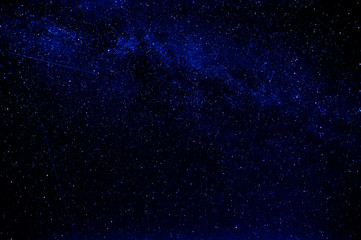 dark blue sky with falling stars and milky way