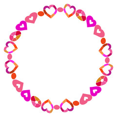 Vector round frame made of hearts.