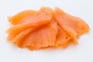 Fresh salmon fillet on isolated white.