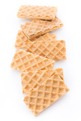 Waffle with crem isolated on white background.