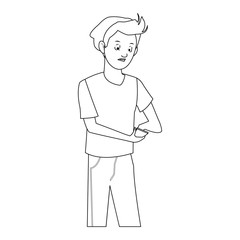 young guy cartoon icon over white background. vector illustration