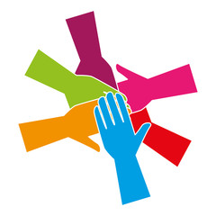 hand human silhouette colors community icon vector illustration design