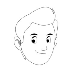 young guy face cartoon icon over white background. vector illustration