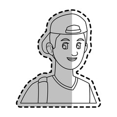 young guy cartoon icon over white background. vector illustration