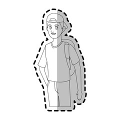 young guy cartoon icon over white background. vector illustration