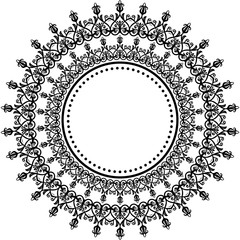 Elegant vector round black and white ornament in classic style. Abstract traditional pattern with oriental elements, Classic vintage pattern