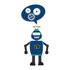 electronic robot with speech bubble card icon vector illustration design