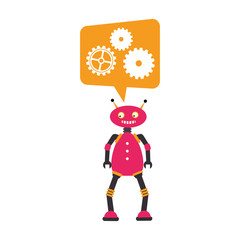 electronic robot with speech bubble card icon vector illustration design