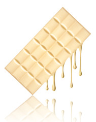 milk chocolate dripping from white chocolate bar