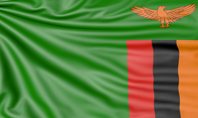 Flag of Zambia, 3d illustration with fabric texture