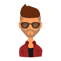 Man portrait face icon web avatar flat style vector.