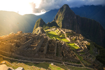 Peru, Machu Picchu on the sunset.