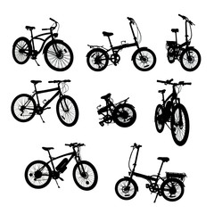 Bikes silhouettes collection with clipping path