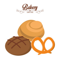 bakery integral bread and roll pretzel always fresh vector illustration eps 10