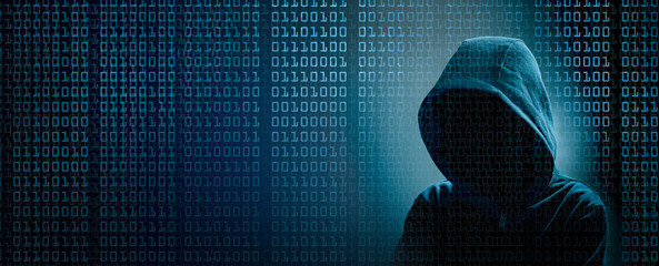 the dark web  hooded hacker banner