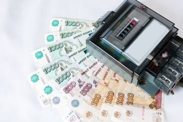 Counter Russian ruble on a white background