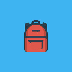 Backpack schoolbag icon. flat design