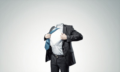 Headless super businessman - obrazy, fototapety, plakaty