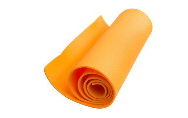 yellow yoga mat isolated
