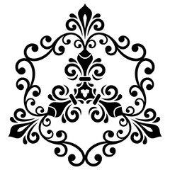 Oriental vector pattern with arabesques and floral elements. Traditional classic black and white ornament. Vintage pattern with arabesques