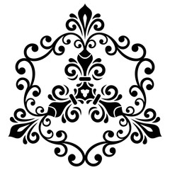 Oriental vector pattern with arabesques and floral elements. Traditional classic black and white ornament. Vintage pattern with arabesques