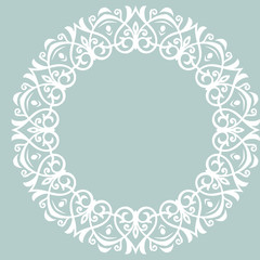 Oriental vector round frame with arabesques and floral elements. Floral fine border with vintage pattern. Greeting card with place for text