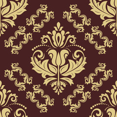 Oriental vector classic golden pattern. Seamless abstract background with repeating elements. Orient background