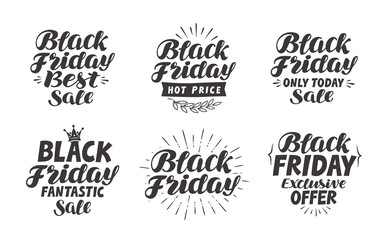 Fototapeta premium Black Friday, Sale label. Lettering, calligraphy vector. Icons and symbols