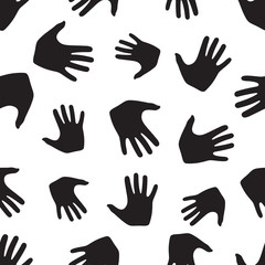 Seamless pattern from hands. Abstract backdrop, background from human palms