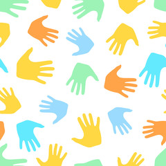 Seamless pattern from hands. Abstract backdrop, background from human palms
