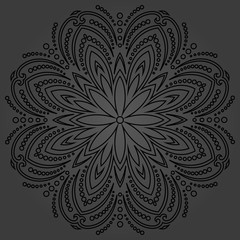 Elegant vector dark round ornament in classic style. Abstract traditional pattern with oriental elements, Classic vintage pattern