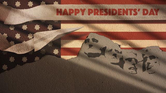 Happy Presidents Day. Mount Rushmore and Paper Airplane