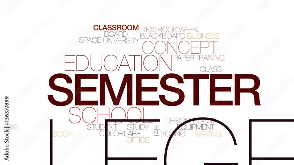 Poster semester animated word cloud, text design animation. kinetic typography.