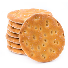Short pastry cookies isolated on white background.