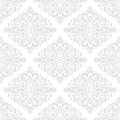 Oriental vector classic light silver pattern. Seamless abstract background with repeating elements. Orient background