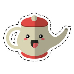 kawaii teapot porcelain kettle cut line vector illustration eps 10