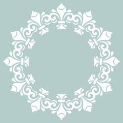 Elegant vector blue and white ornament in classic style. Abstract traditional pattern with oriental elements, Classic vintage pattern