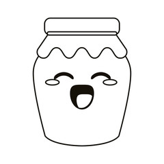 kawaii jar glass jam tasty thin line vector illustration eps 10