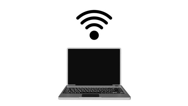Laptop mit Wlan Symbol 