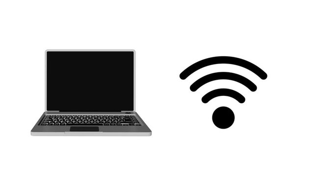 Laptop mit Wlan Symbol 