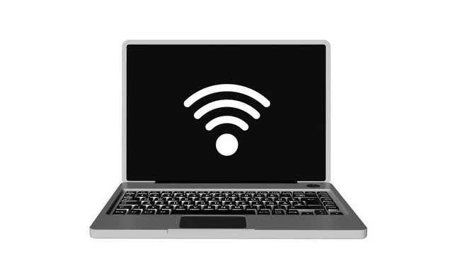 Laptop mit Wlan Symbol 