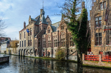 Naklejka premium Winter scenery in Bruges, Belgium