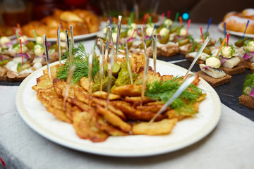 tartlets on a tray in a restaurant