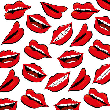 woman lips pop art style vector illustration design